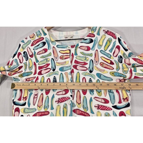 Talbots Womens Cardigan Sweater Cotton Button Up Novelty Print Whimsical Size S - Picture 8 of 10